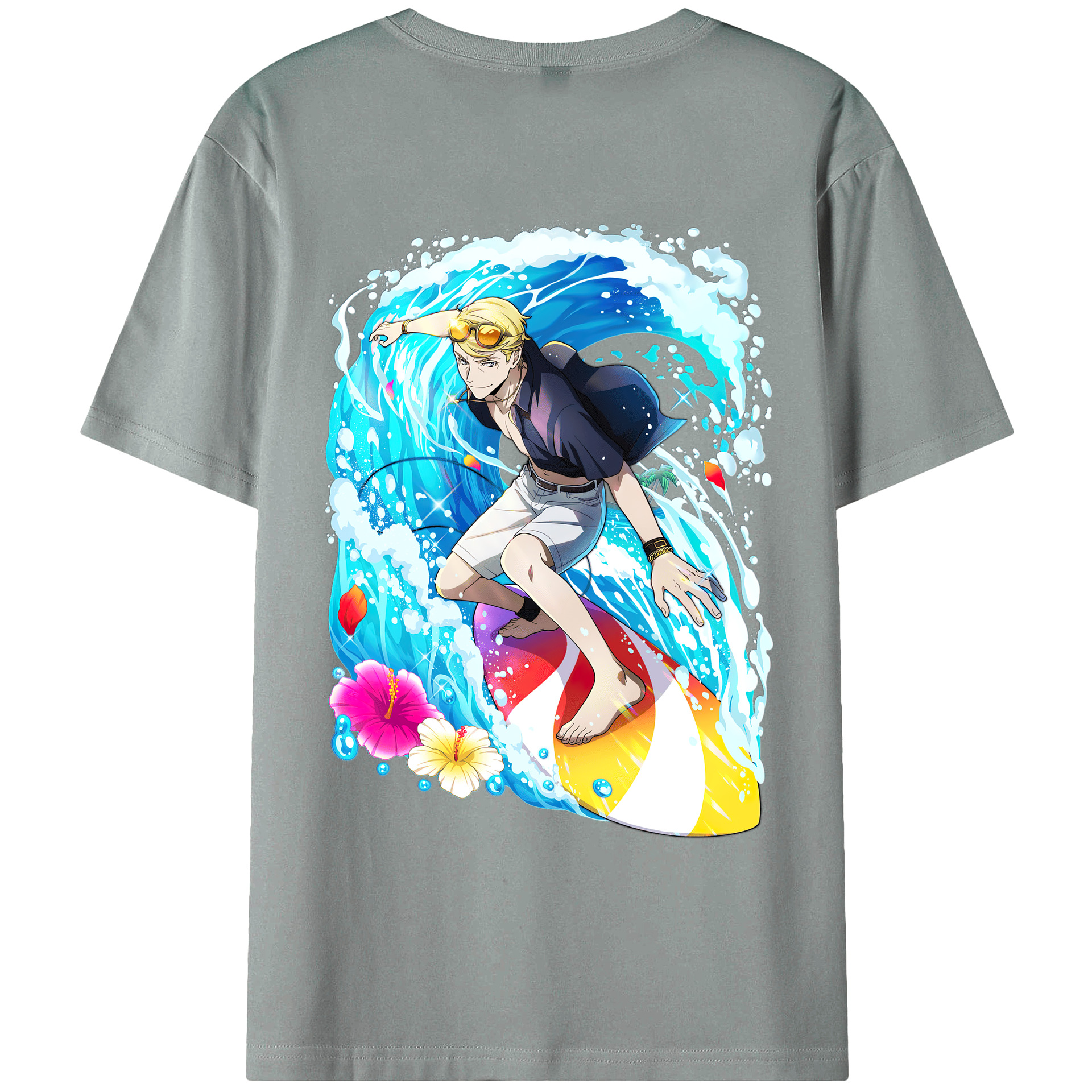 （画像用） 文豪ストレイドッグス Bungo Stray Dogs 綿100％ メンズ半袖Tシャツ（バックプリント） 通気性